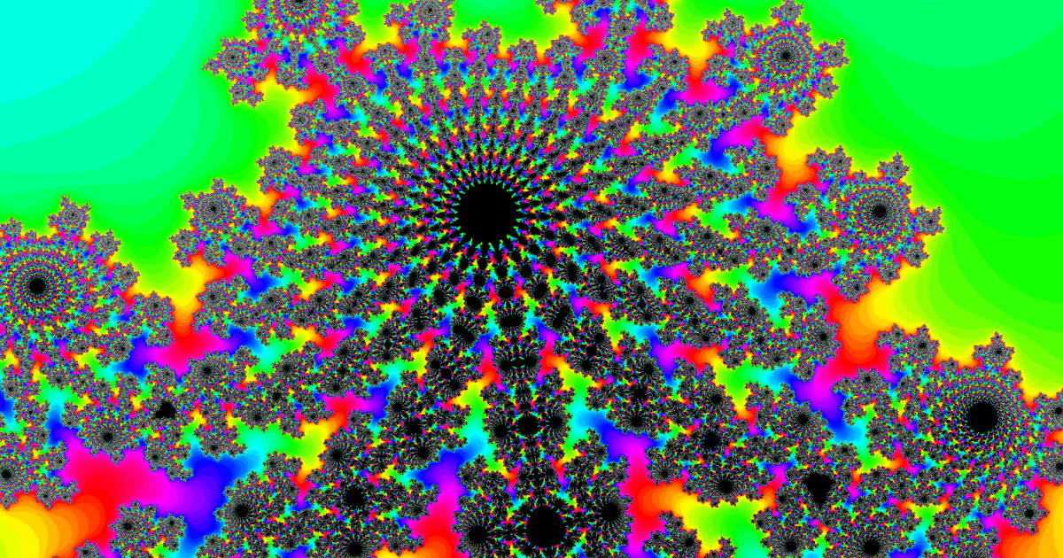 A multicolored zoom of the Mandelbrot Set.